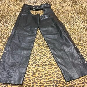Vintage Leather Chaps by “Hot Leather”  Badass Biker Style. Size Small adult